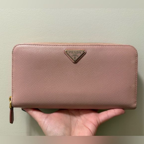 Prada - Blush Pink - Saffiano Leather Zippy Wallet - Picture 1 of 12